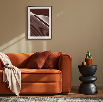 Orange couch in the dental office